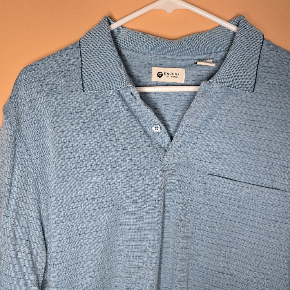 Haggar Square Print Polo Shirt PTP=20.5"